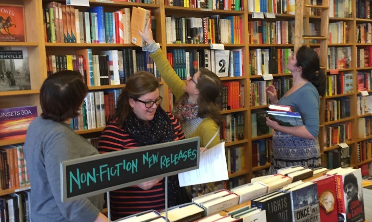 Steph, Niki, Lindsay, and Grace, getting to work on fulfilling Gerry's list.