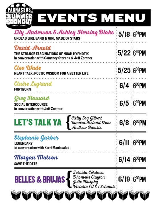 Summer Book Out event menu